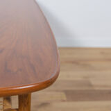 Table basse danoise en teck et rotin du milieu du siècle, années 1960
