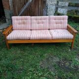 Pine sofa 3 places seventies
