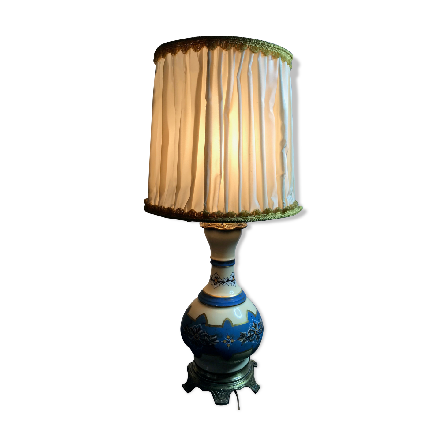 Table lamp in earthenware and gilded bronze