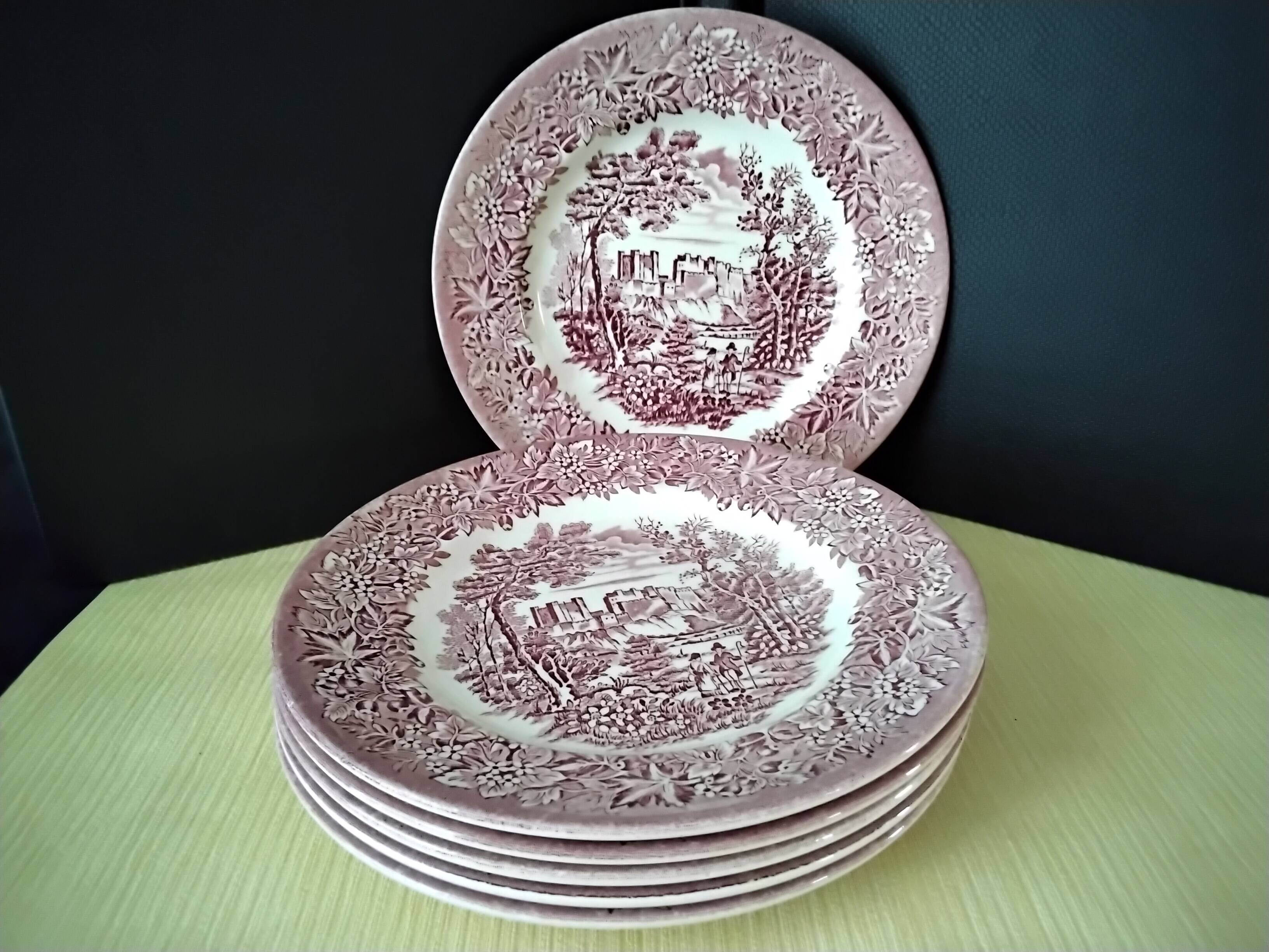 6 English porcelain dessert plates EIT