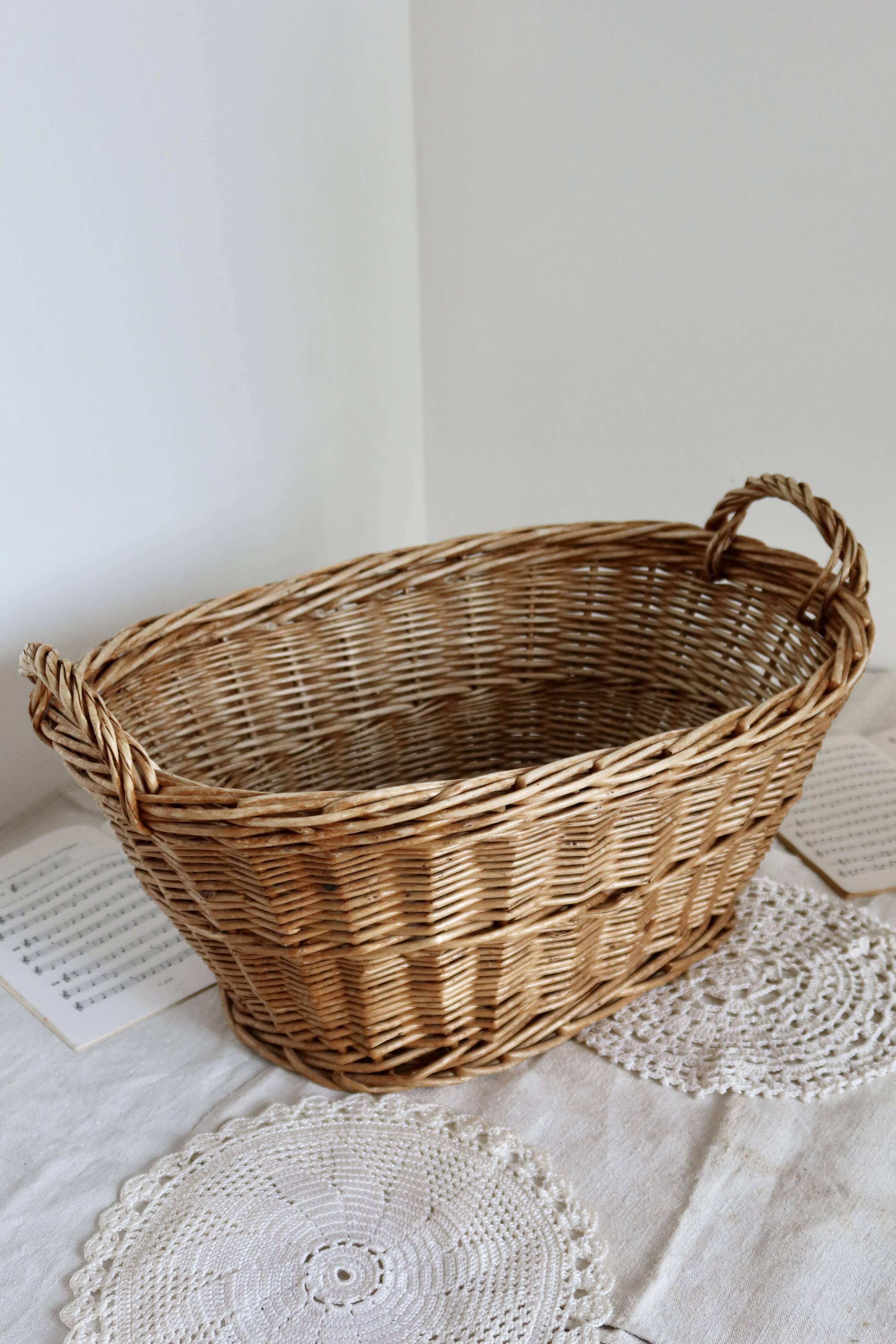 Large vintage basket with handles