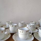 Coffee cups and sugar bowl, Old Paris Empire porcelain, Vve BARES