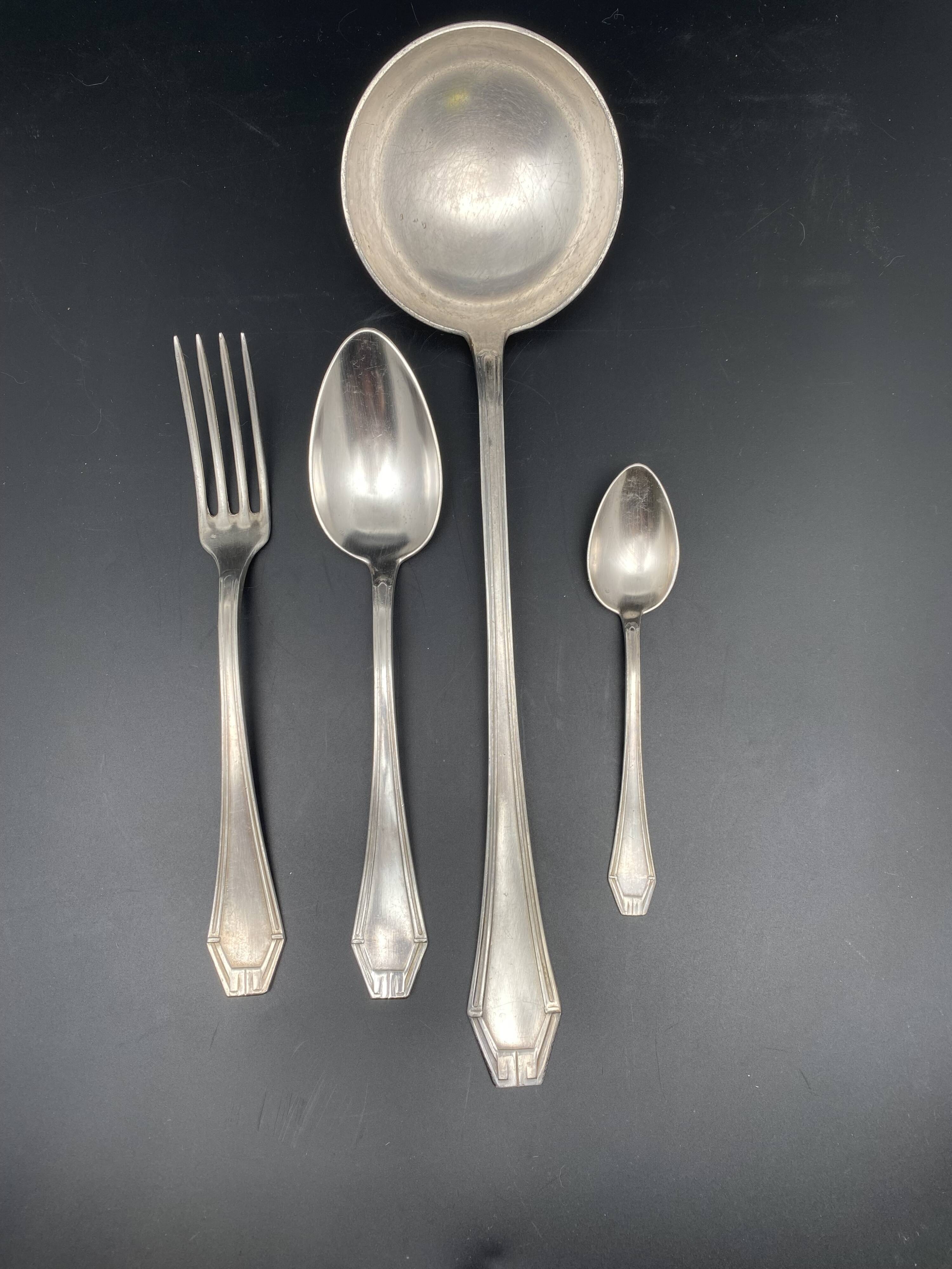 Art Deco silver metal cutlery set