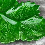 Green Ceramic Hors d'Oeuvres Dish in Leaf Shape, Art Deco Period