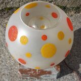 Art Deco night light in marble and enamelled glass from the 1930s.