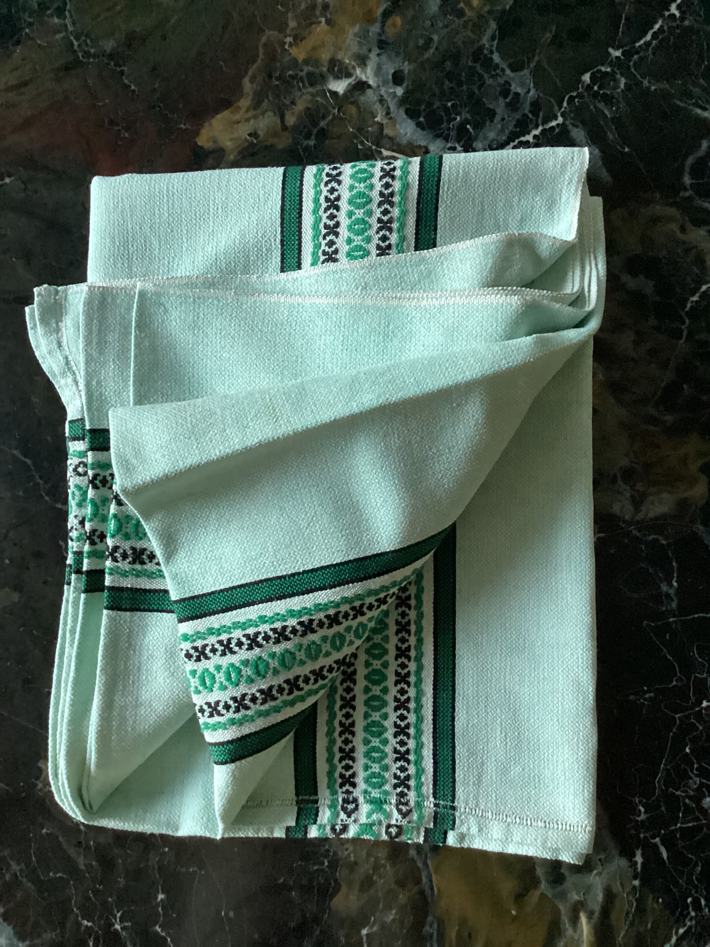 Cotton &  linen tablecloth vintage light green color