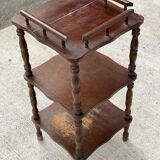 Napoleon style side table in solid vintage oak wood with 3 shelves