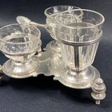 19th century Louis XV style condiment holder, silver or silver-plated metal frame
