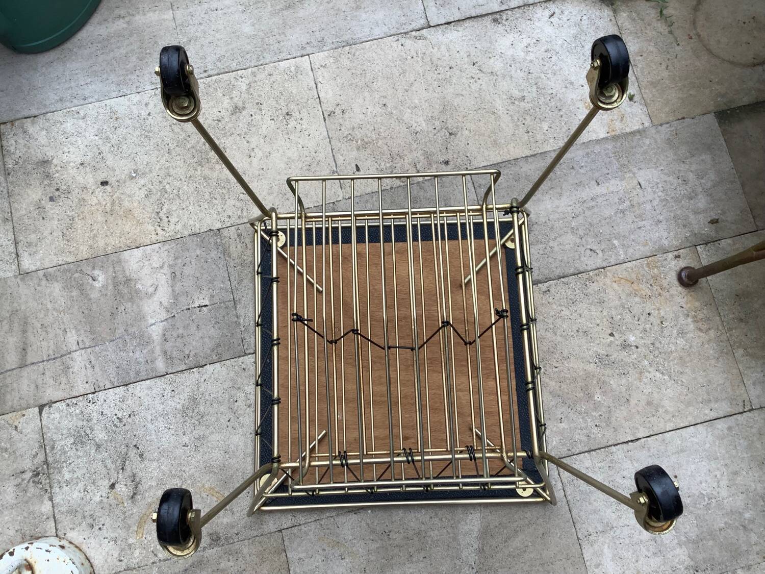 Coffee table with vinyl magazine holder 1960s