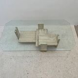Brutalist travertine coffee table, 1970s