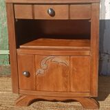 Antique bedside table in solid oak with a marble top.