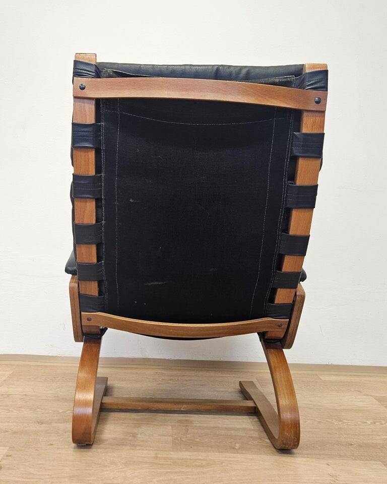 Kengu leather lounge chair by Elsa and Nordahl Solheim Rybo Rykken, Norway, 1960s