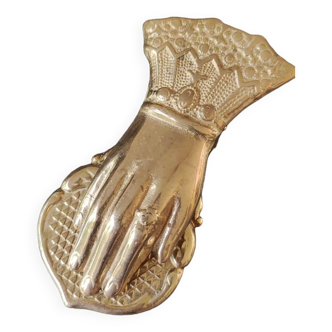 Ringed Victorian Hand shaped money/mail clip. Solid brass