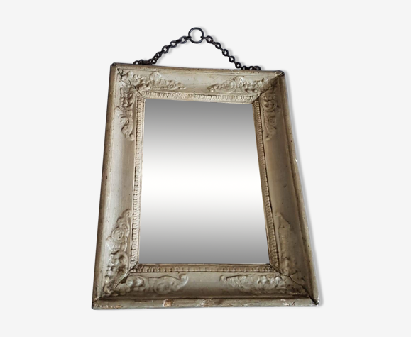 Old Mirror Frame Wood And Plaster Painted With Original Chain 26x20cm Selency Mirror Frame Wood And Plaster Painted, Vintage Plaster Frame Mirror