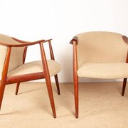 2 Scandinavian armchairs in teak and fabric, new, Gerhard Berg/Westnofa 1960.