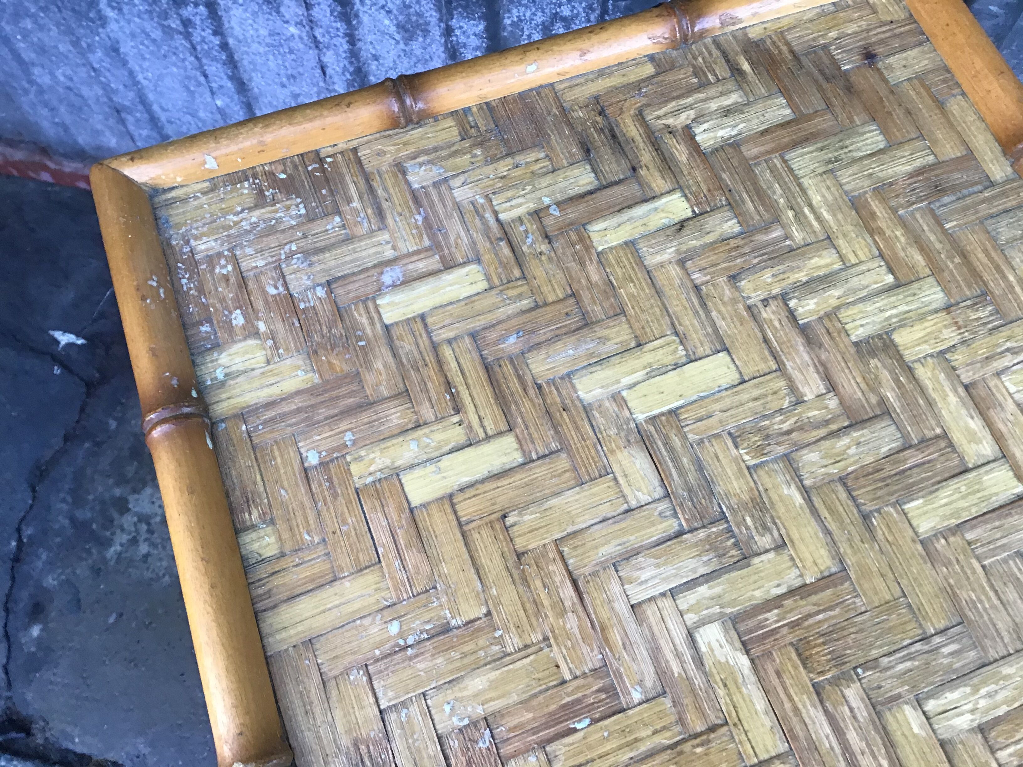 Coffee table, vintage bamboo shelf