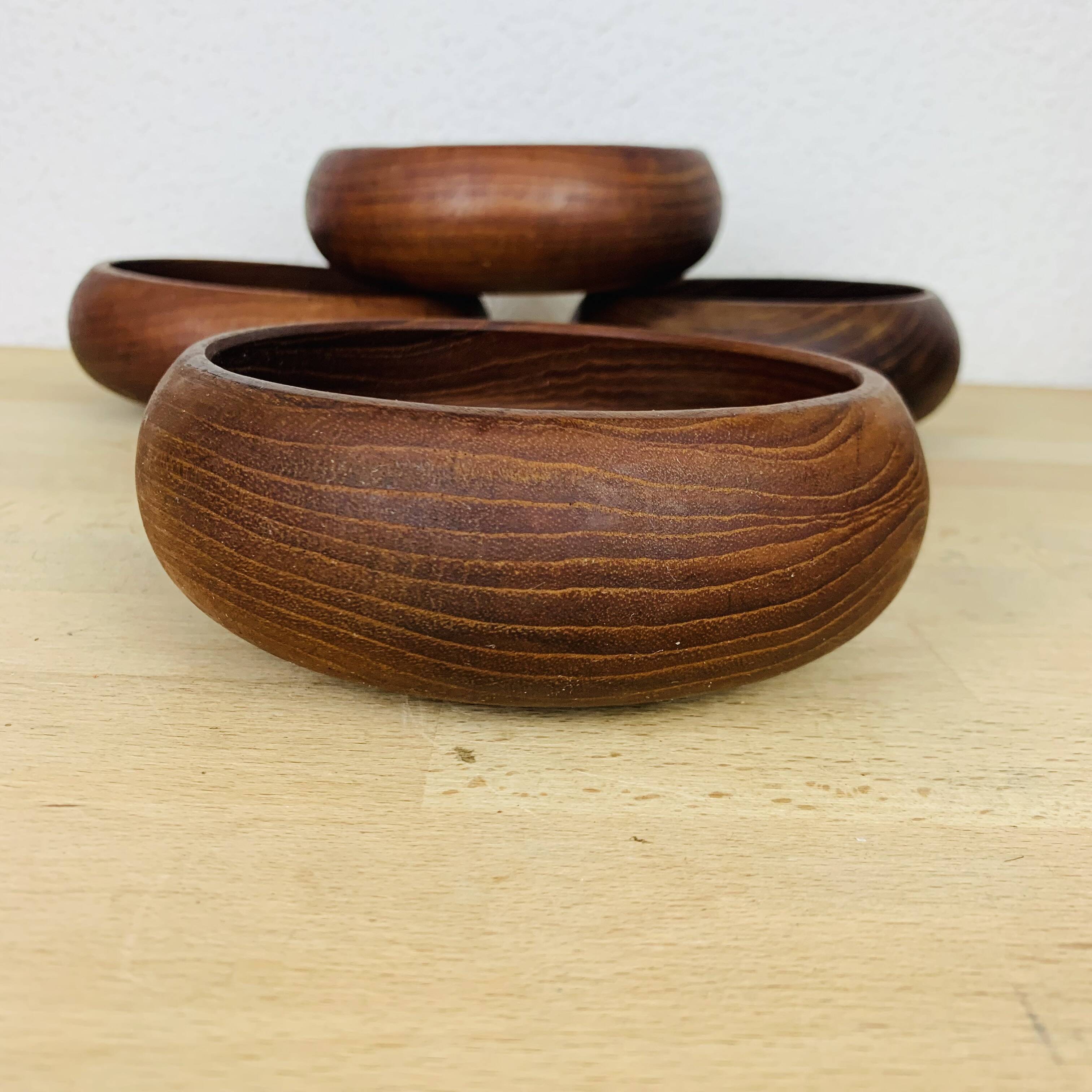 4 Danish Scandinavian teak empty pocket bowls, 1960s