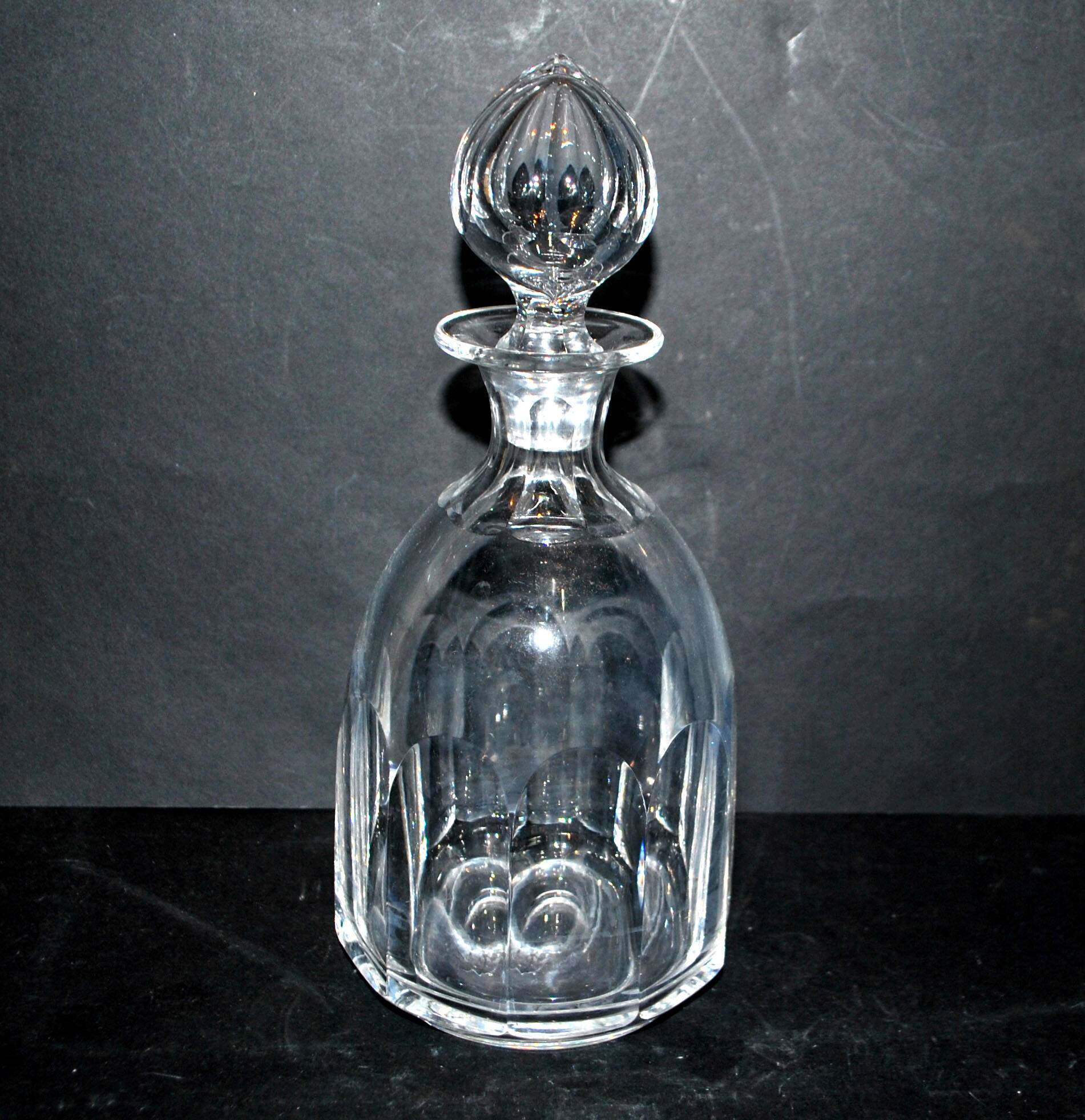 Saint-louis bristol flat-ribbed cut crystal whisky decanter? h25.5cm
