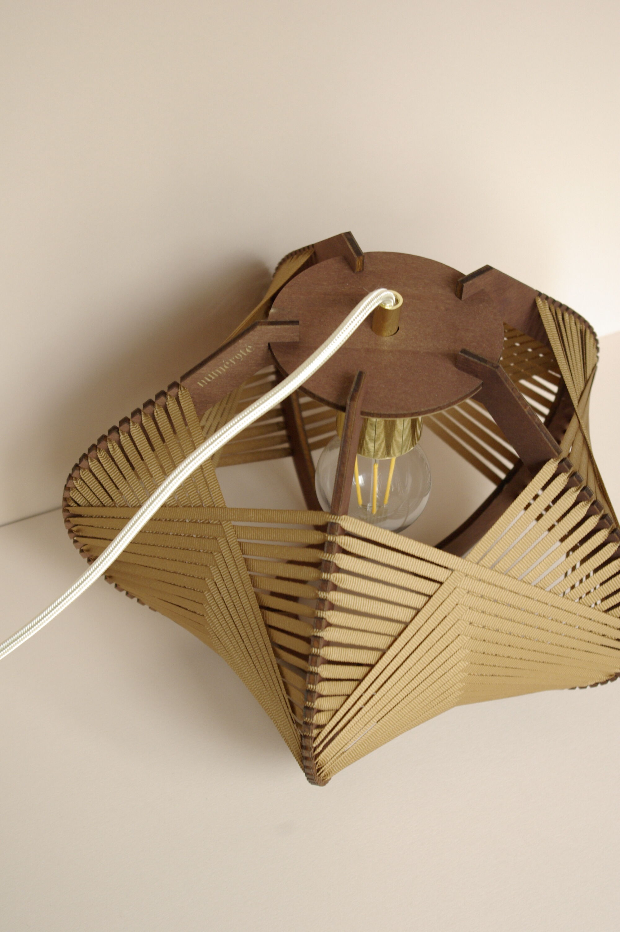 Camel lamp woven to hang