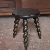 Vintage stool, wooden stool, tripod stool with turned legs, plant stand