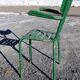 4 stackable garden armchairs wooden slats and metal tubes from the 50s