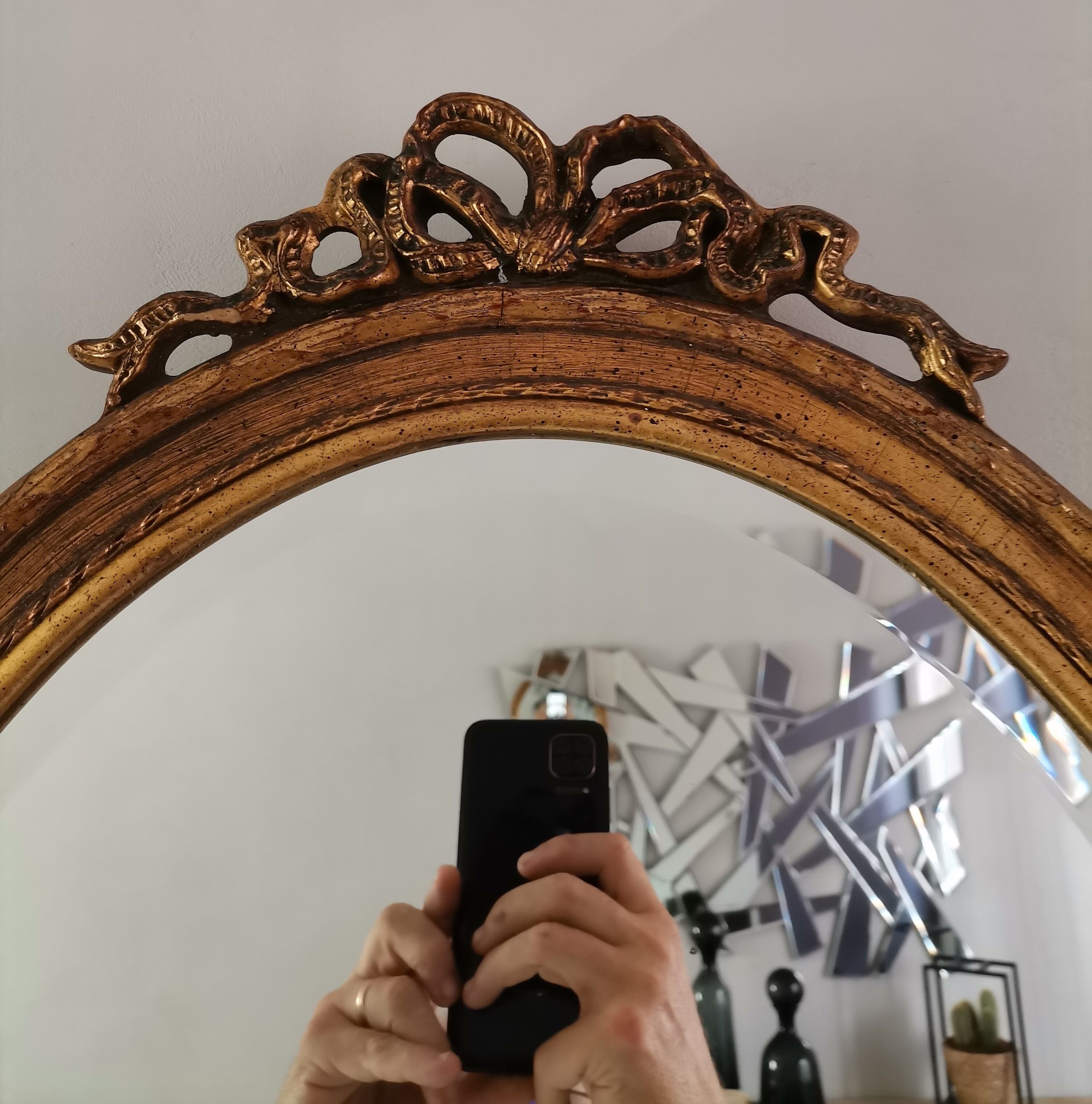 Mirror gilded wood beveled napoleon 50x71cm