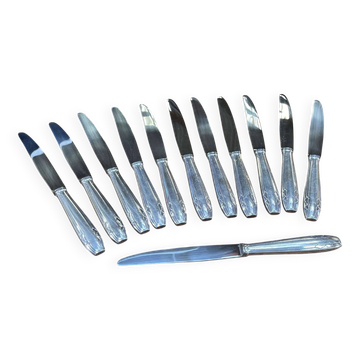 Set of 12 large silver-plated Art Deco style knives