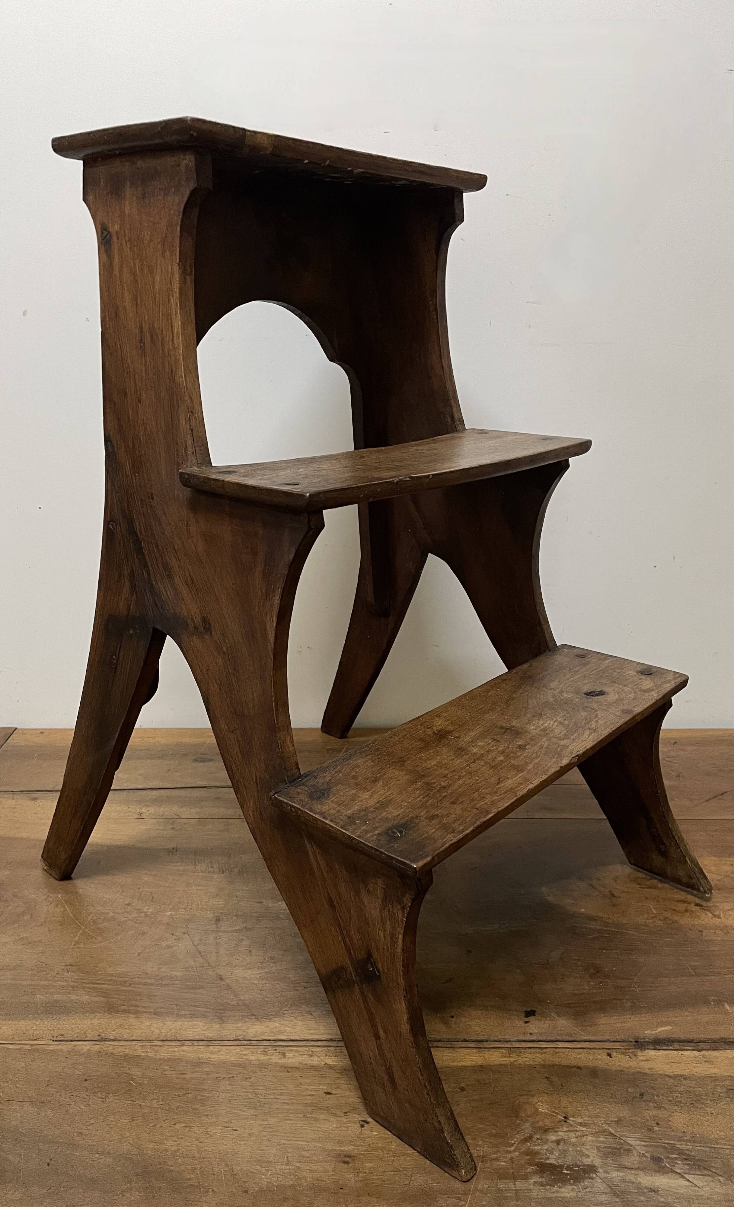 Walnut bookcase step stool