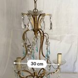 3-light bronze, crystal and Murano glass chandelier