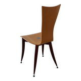 3 plywood burgundy legs chairs | Italy | 1980s