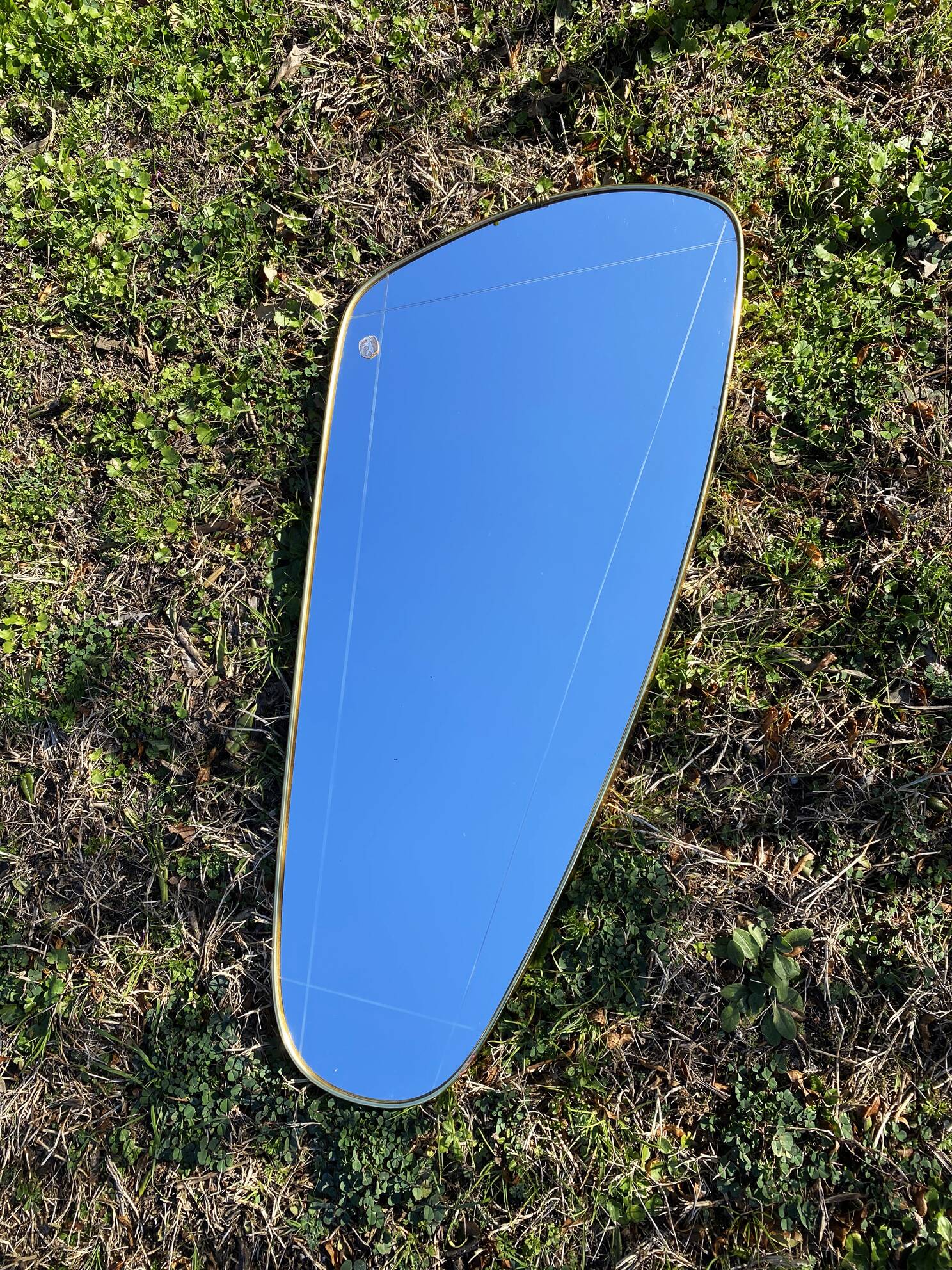 Grand miroir mural de forme asymétrique, Allemagne années 60