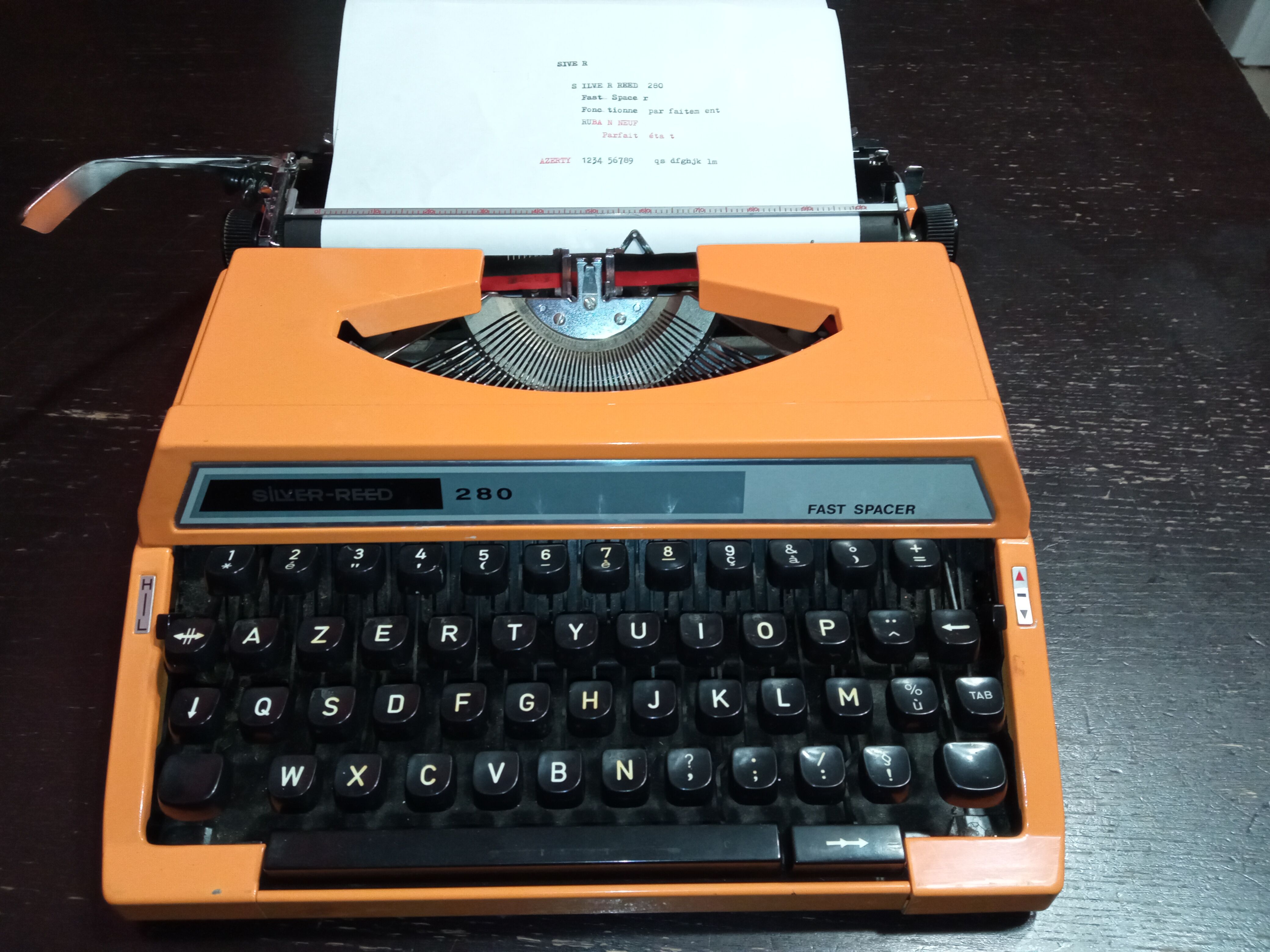 Silver Reed 280 Fast Spacer Orange Typewriter