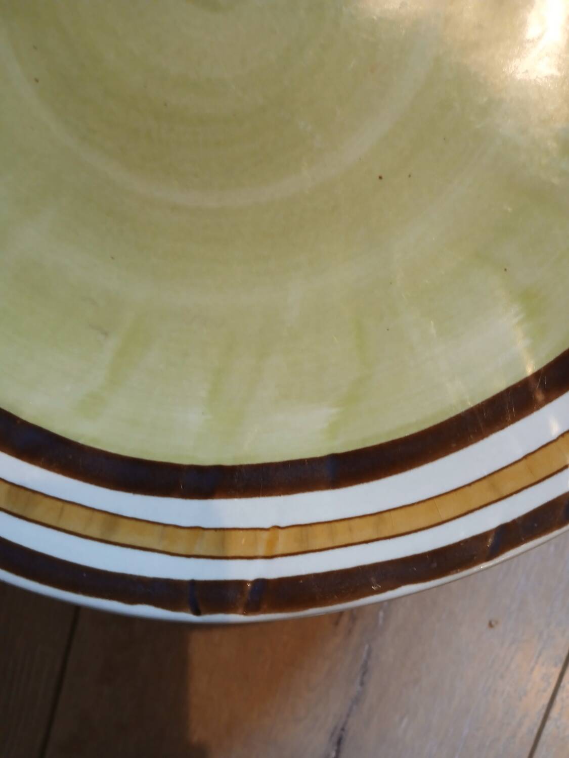 7 old stoneware flat plates