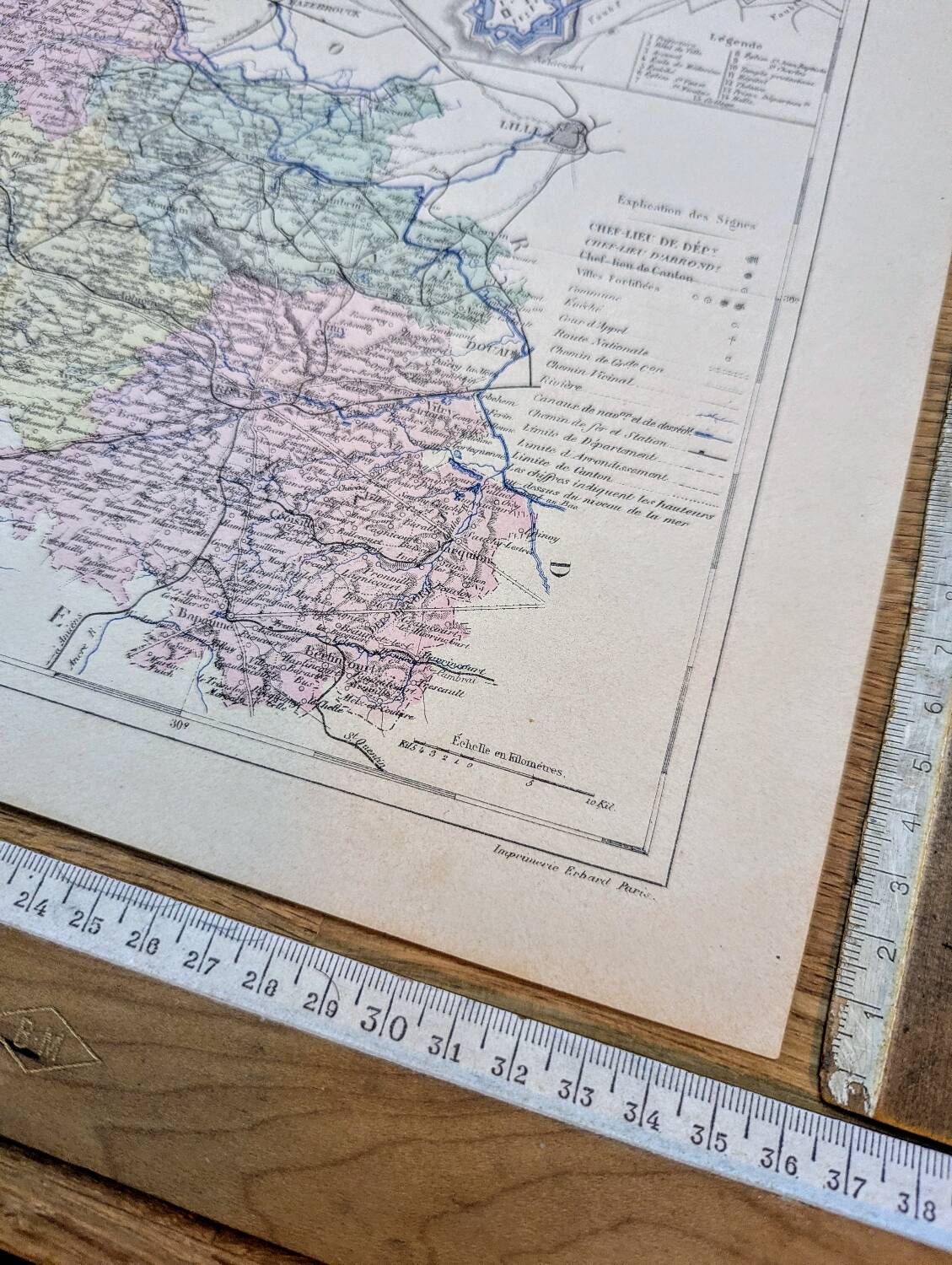 Pas-de-Calais, old map, printed in 1883.