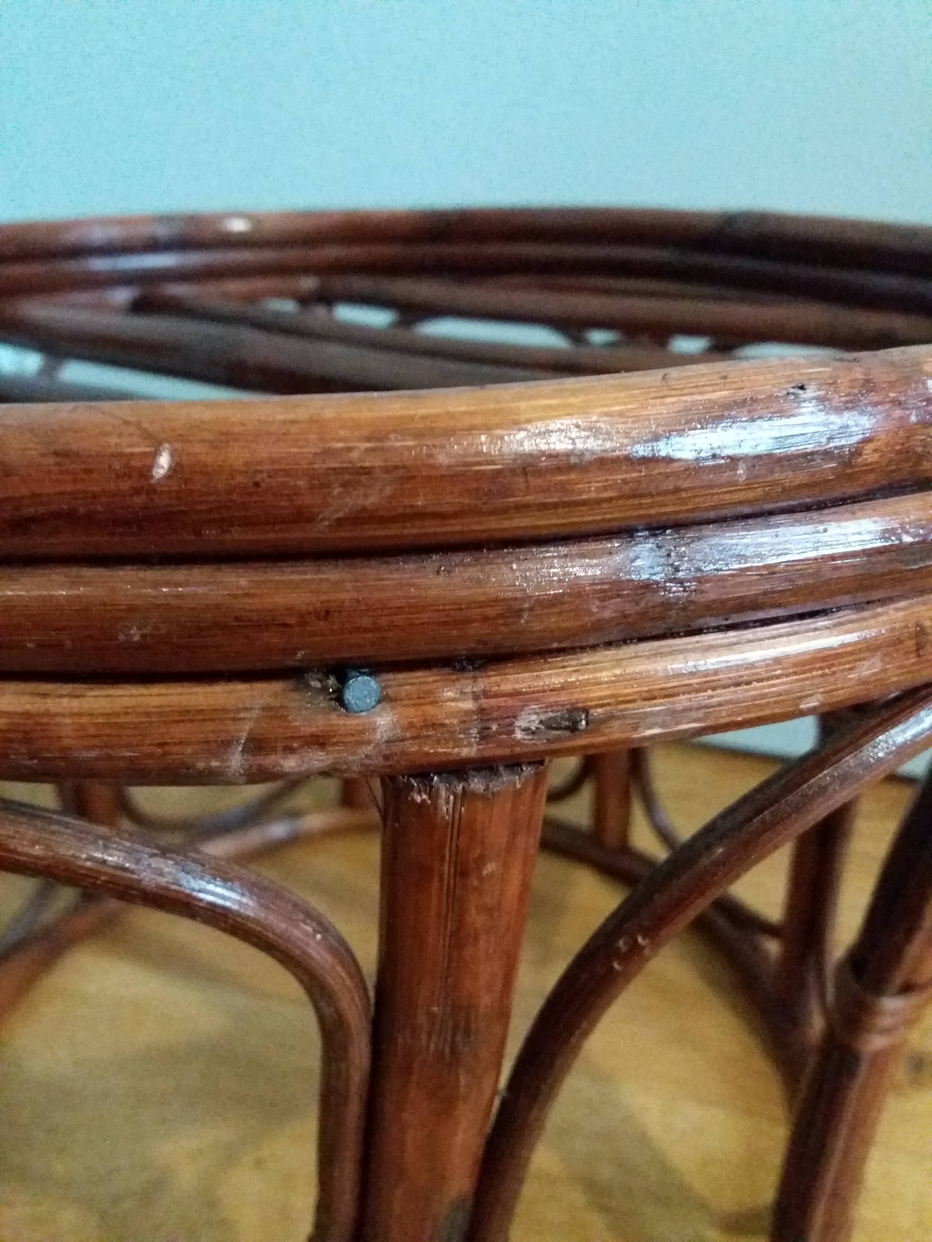 Wicker pouf with cushion