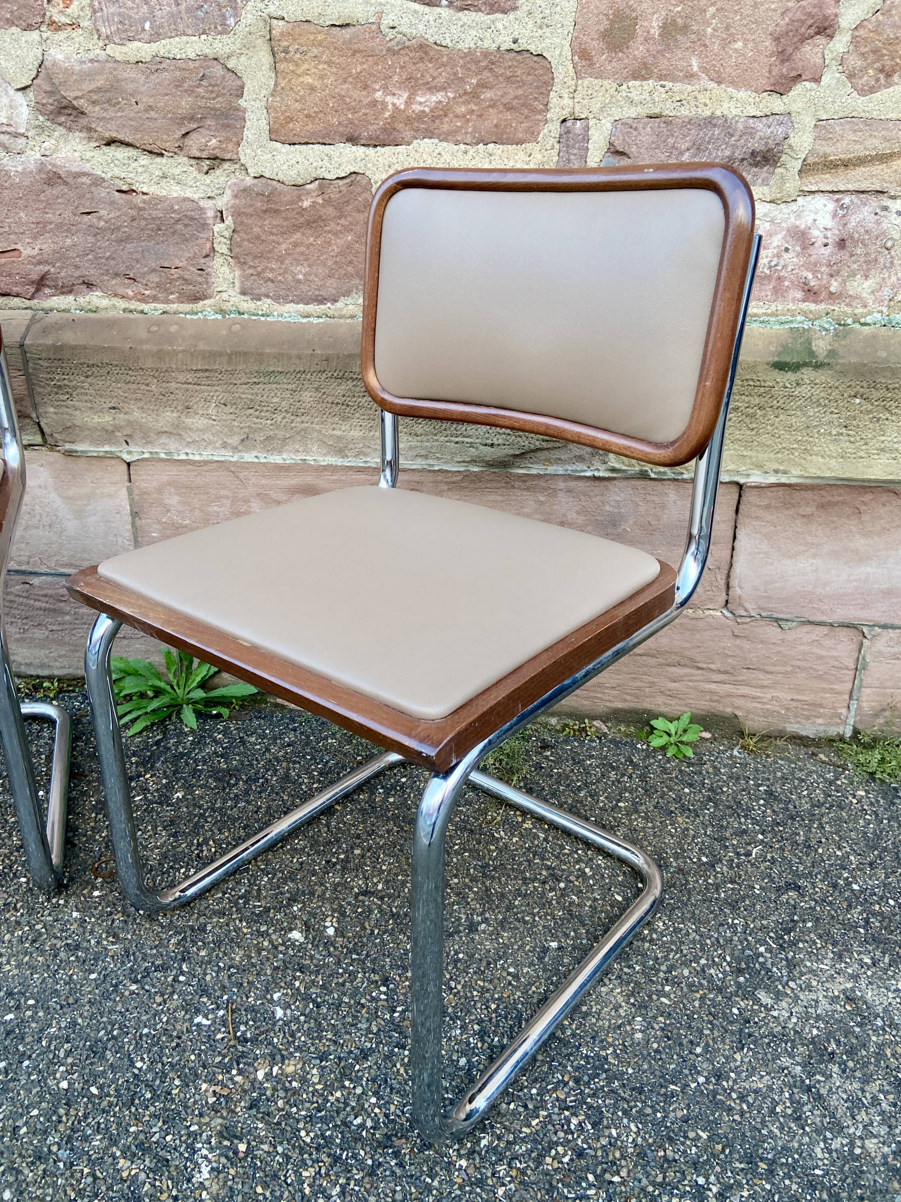 Pair of chairs Cesca B32 by Marcel Breuer Italy 1980