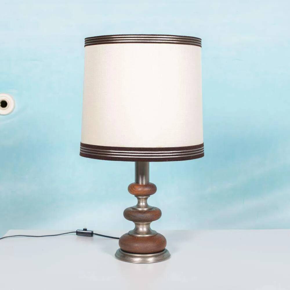 1960s bohemian table lamp, space age wooden bedside lamp