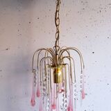 Murano crystal drop chandelier in pink