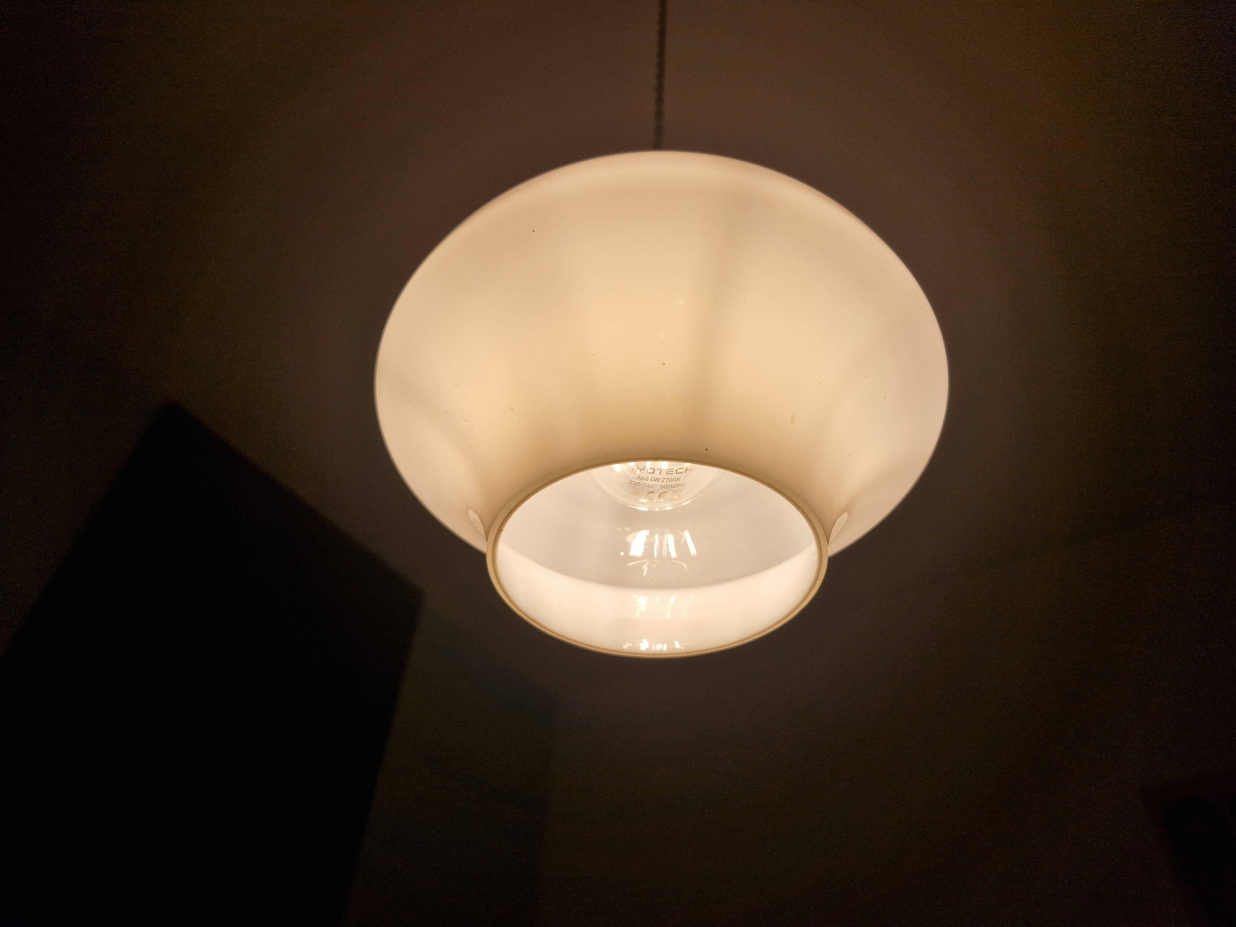 Art deco suspension opaline white and brass