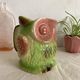 Zoomorphic jug, Sarreguemines jug in slipware, owl, owl.