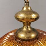 Hanging lamp in multiple layers glass and brass, by Vitrika Denmark 1980s
