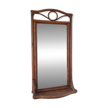 Vintage rattan entryway mirror