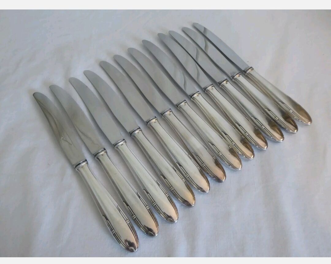 12 silver metal knives