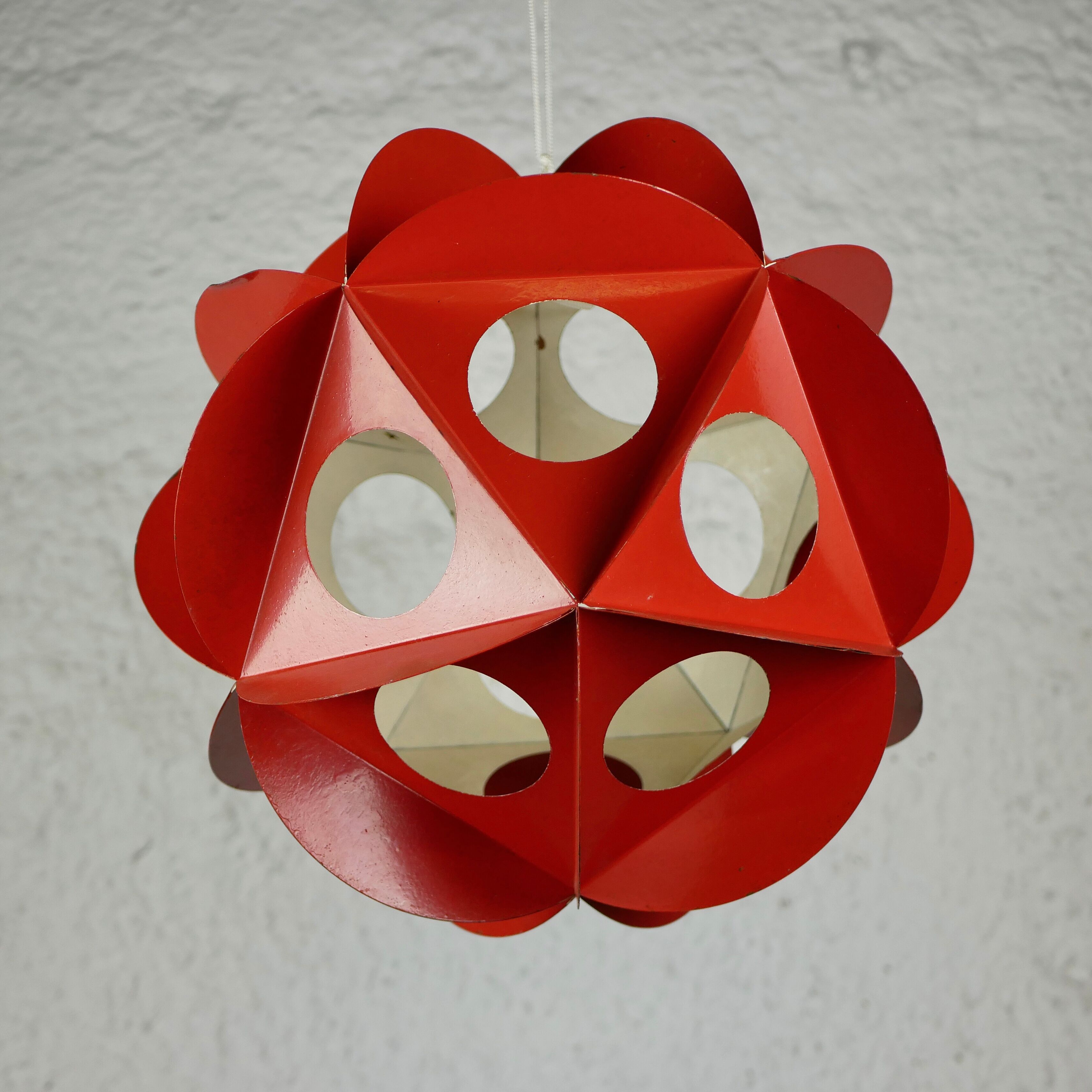Orange metal origami decoration 70s