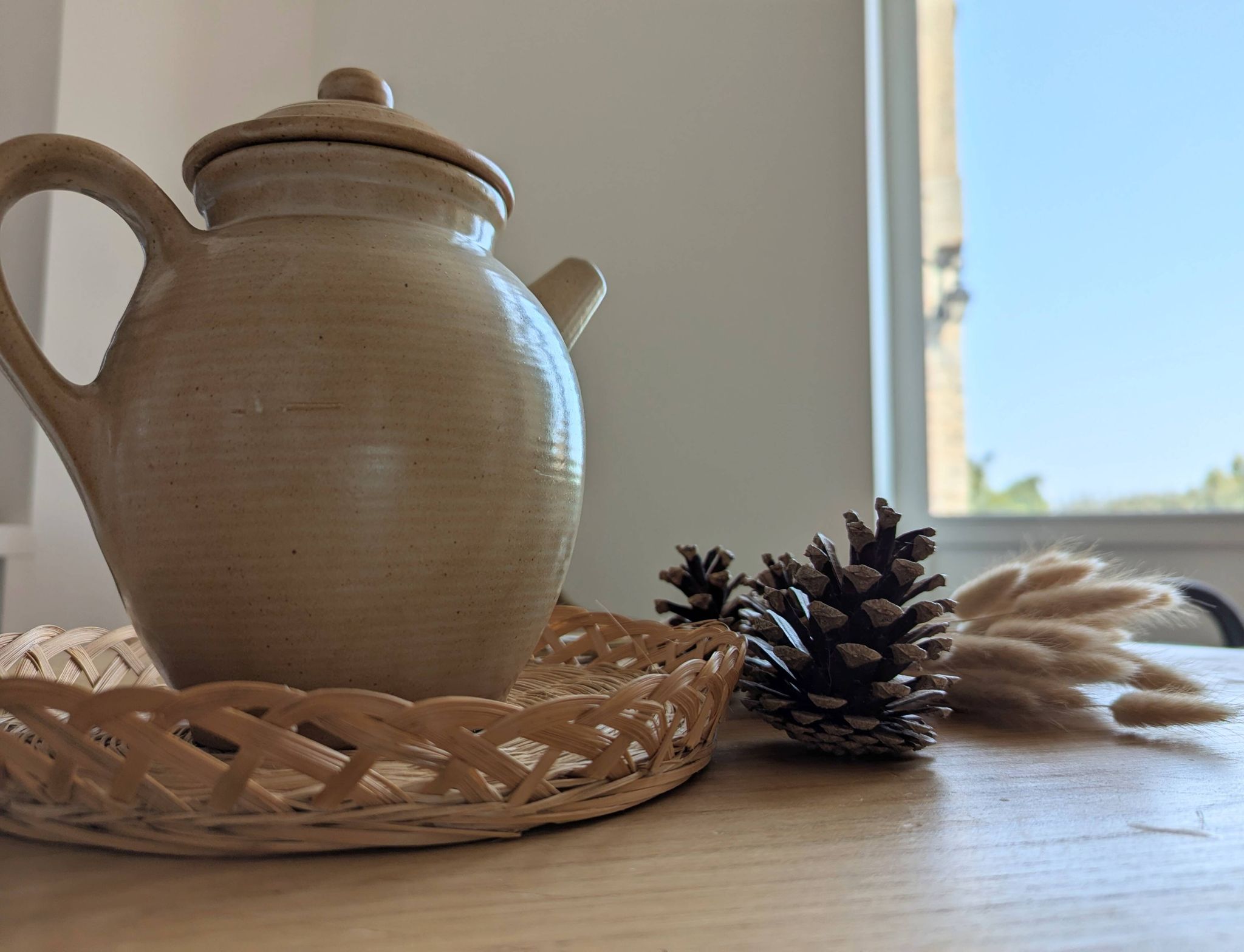 Natural stoneware coffee pot