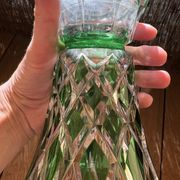 Flared crystal vase in green Saint-Louis France