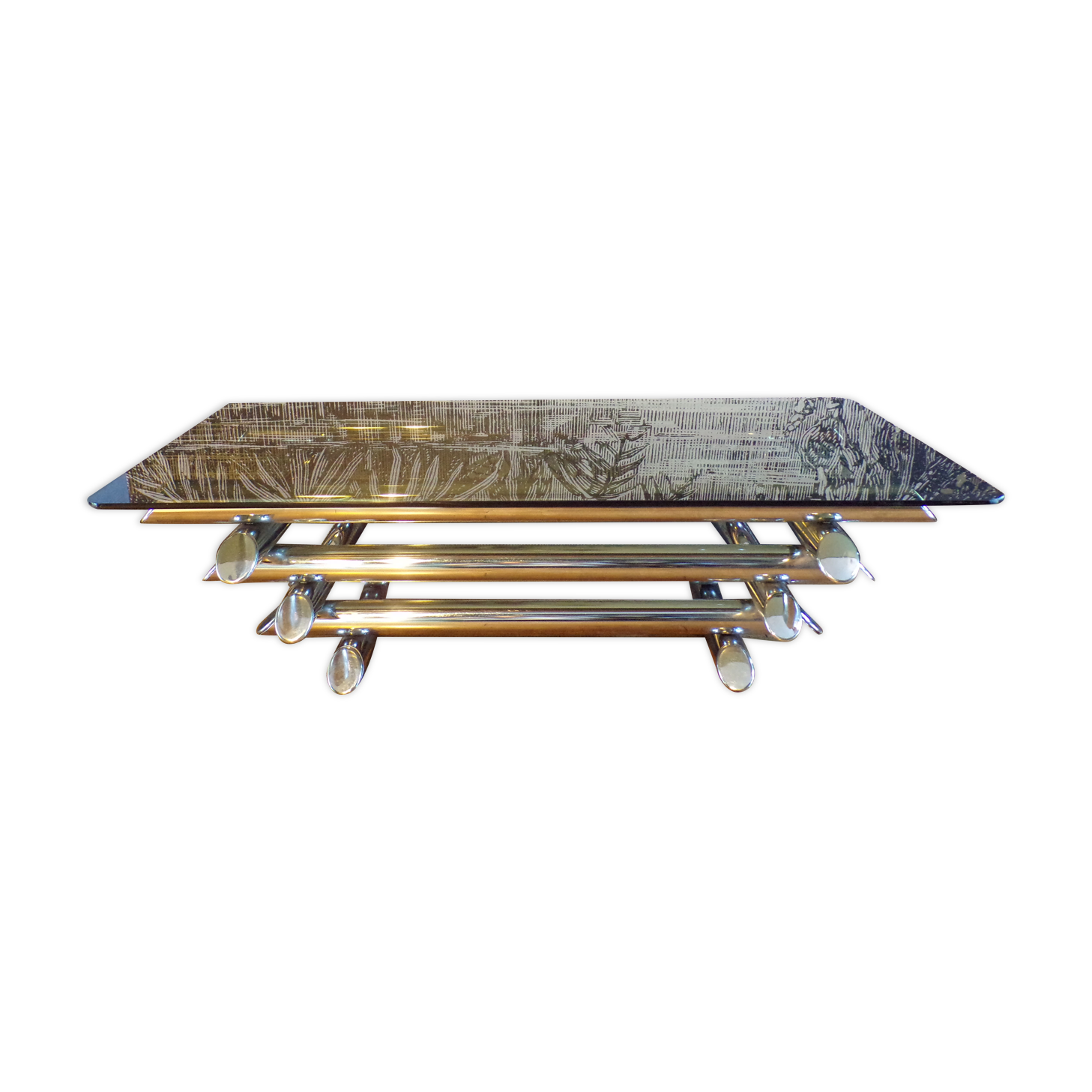Coffee table 1970 chrome metal