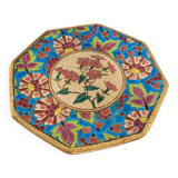 Octagonal dessert plate in Longwy enamels