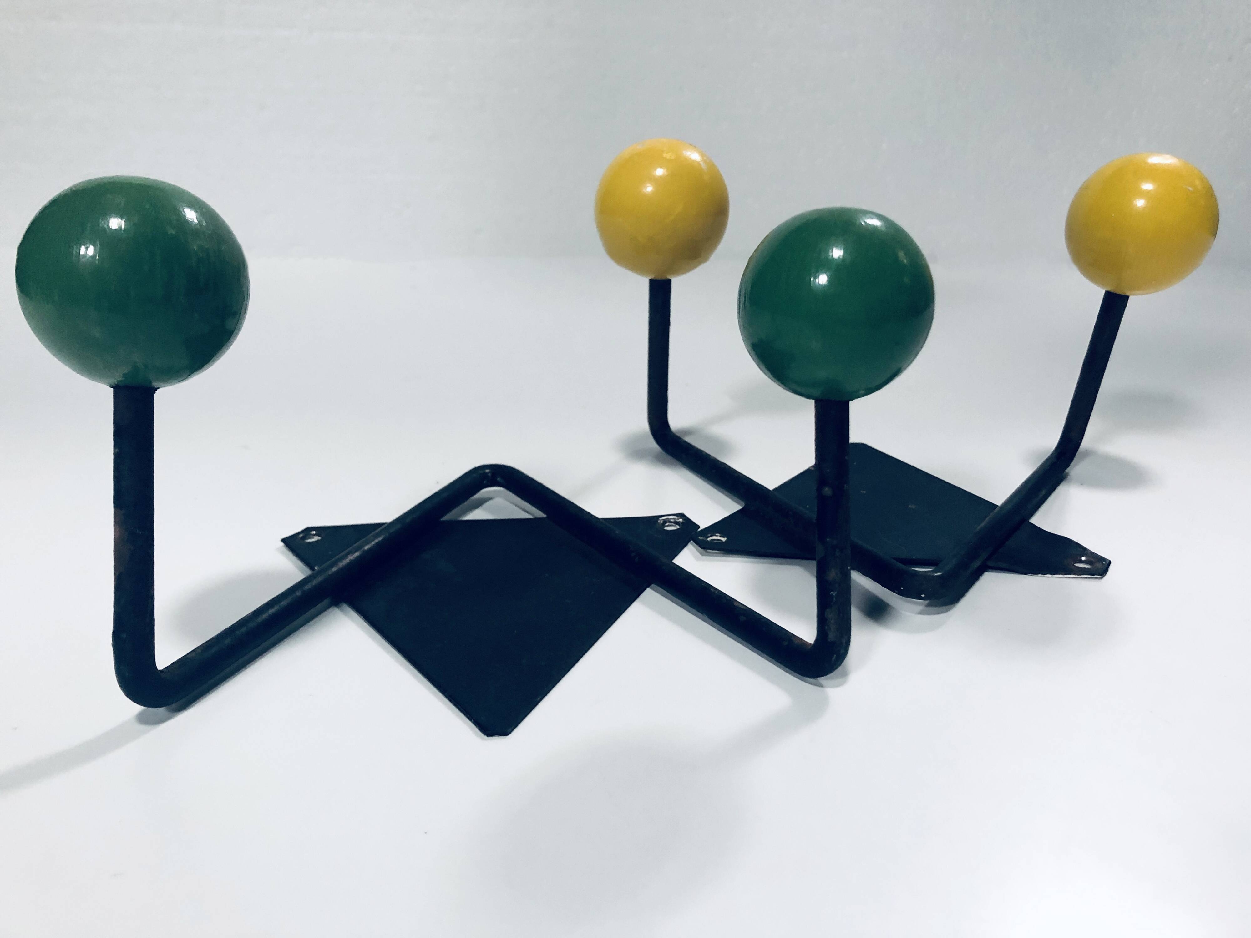 Vintage Coat Racks • Wrought Iron & Wood • 1950