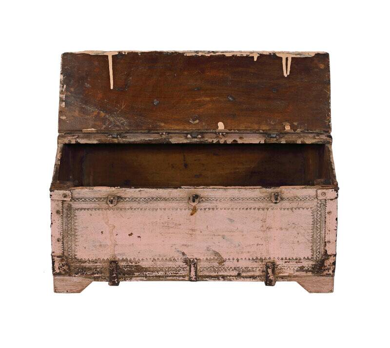 Dowry chest shekhawati rajasthan pink patina carved wood india